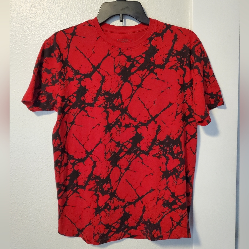 Crackle Red & Black punk artsy tie dye 100% cotton t-shirt